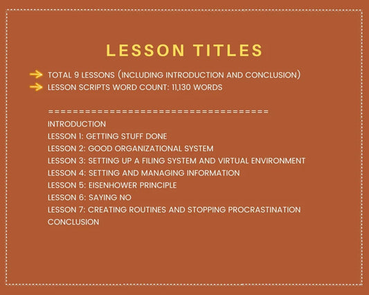 Done for You Online Course | Getting Stuff Done | Professional Course in a Box | 9 Lessons