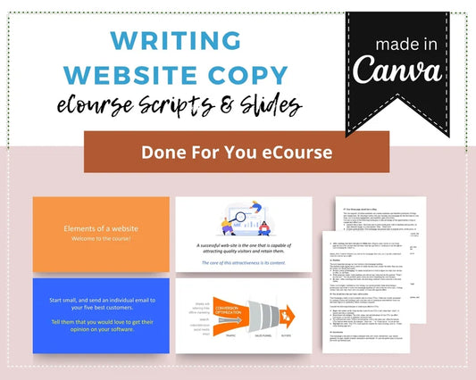 Done for You Online Course | Writing Website Copy | Professional Course in a Box | 7 Lessons