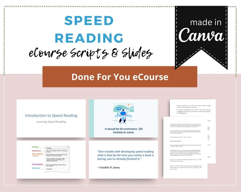 Done for You Online Course | Speed Reading | Professional Course in a Box | 9 Lessons