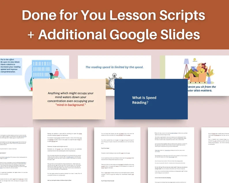 Done for You Online Course | Speed Reading | Professional Course in a Box | 9 Lessons