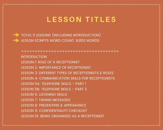 Done for You Online Course | Corporate Receptionist | Administrative Course in a Box | 11 Lessons