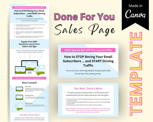PRE-SELL A COURSE Sales Page Template in Canva, Free Canva Page Hosting