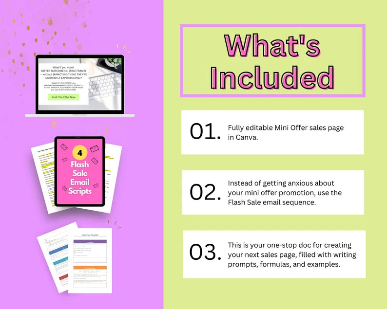 MINI OFFER Sales Page Template in Canva, Free Canva Page Hosting
