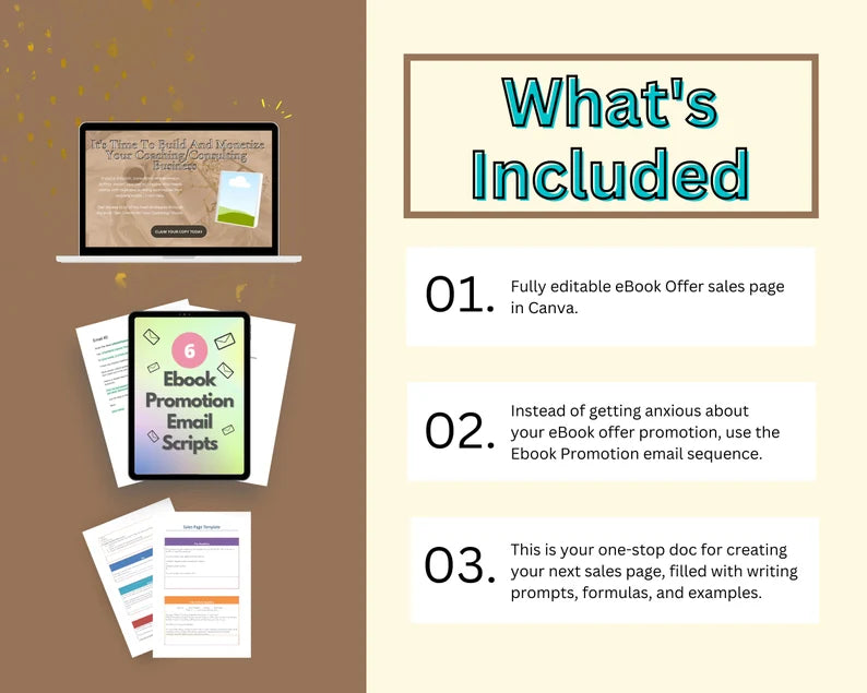 eBOOK Sales Page Template in Canva, Free Canva Page Hosting