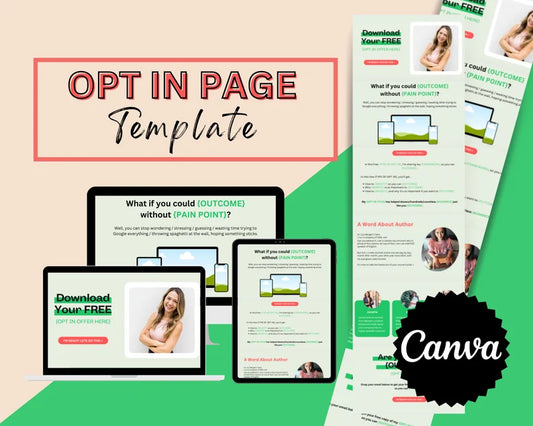 OPT-IN Page Template in Canva, Free Canva Page Hosting