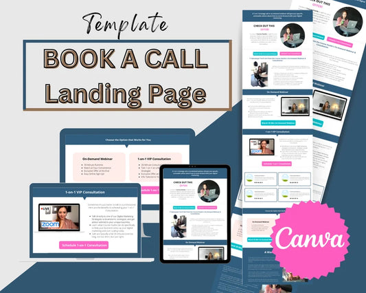 Book a Call Landing Page | Landing Page Canva Mockup