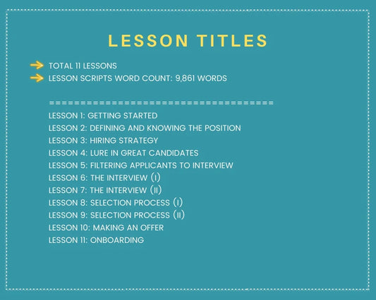 Done for You Online Course | Hiring Process | HR Course in a Box | 11 Lessons