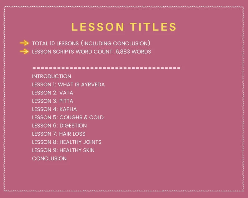 Done for You Online Course | Ayurveda for Wellness | Wellness Course in a Box | 11 Lessons