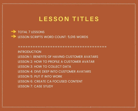 Done for You Online Course | Customer Avatar | Professional Course in a Box | 7 Lessons