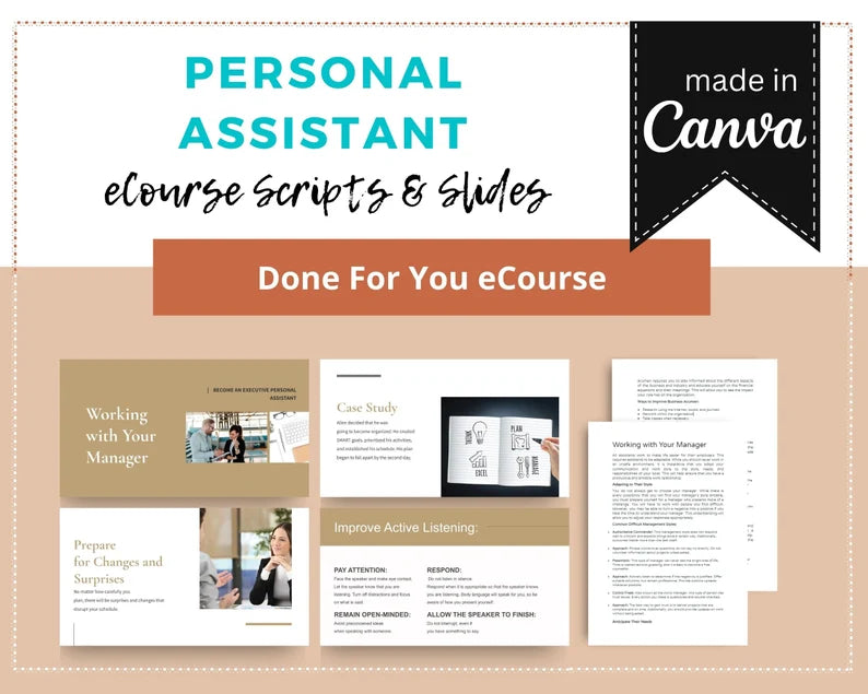 Done for You Online Course | Personal Assistant | Administrative Course in a Box | 10 Lessons