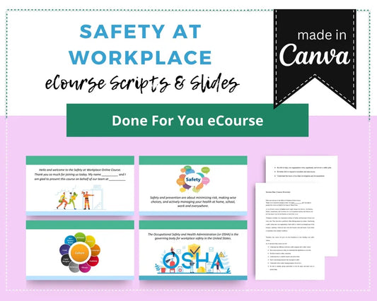 Done for You Online Course | Safety at Workplace | Business Course in a Box | 11 Lessons