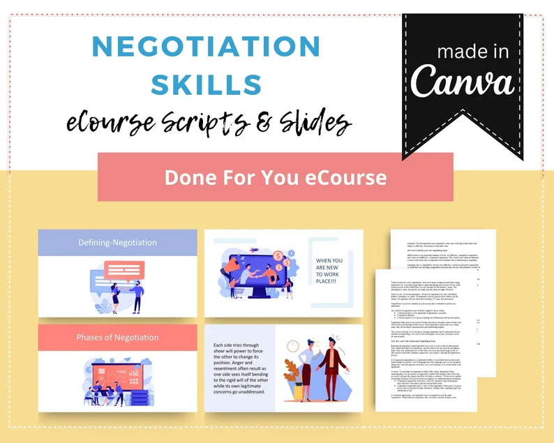 Done for You Online Course | Negotiation Skills | Business Course in a Box | 11 Lessons
