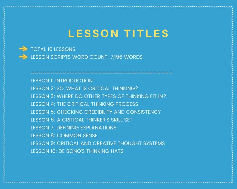 Done for You Online Course | Critical Thinking | Business Course in a Box | 10 Lessons