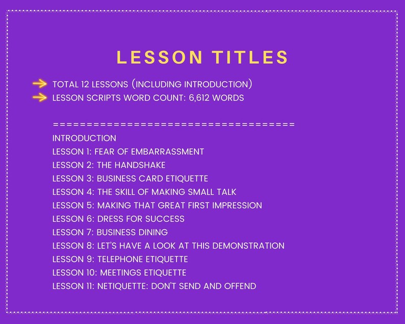 Done for You Online Course | Business Etiquette | Business Course in a Box | 12 Lessons