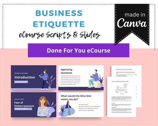 Done for You Online Course | Business Etiquette | Business Course in a Box | 12 Lessons