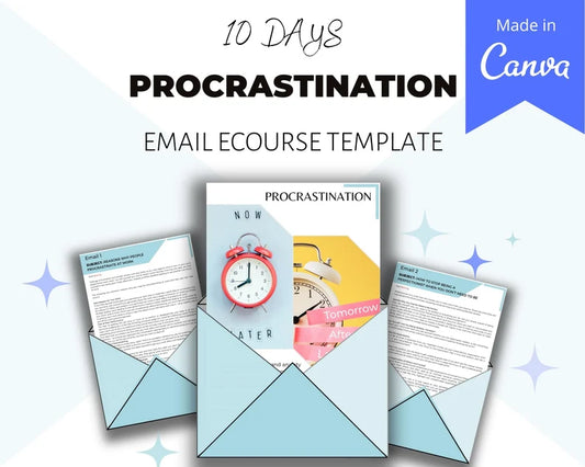 Email e-Course Template | Editable Procrastination | Done-for-You e-Course in Canva