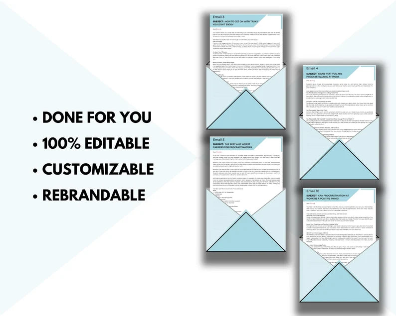 Email e-Course Template | Editable Procrastination | Done-for-You e-Course in Canva