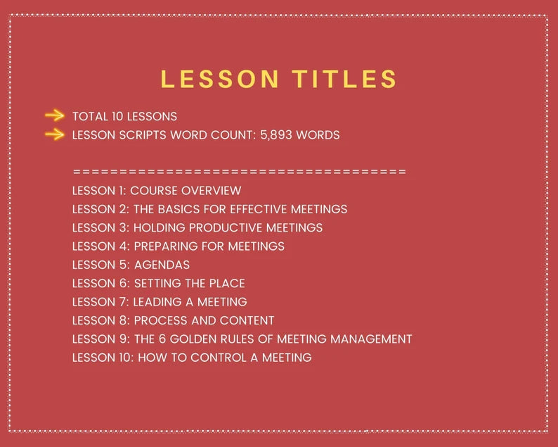 Done for You Online Course | Meeting Management | Communication Course in a Box | 10 Lessons