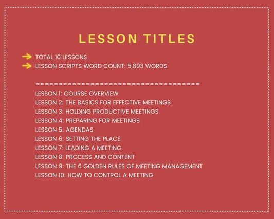 Done for You Online Course | Meeting Management | Communication Course in a Box | 10 Lessons