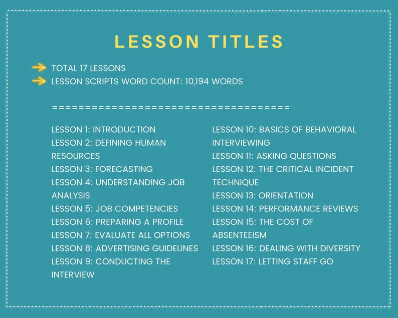 Done for You Online Course | Human Resources for Non HR | HR Course in a Box | 17 Lessons