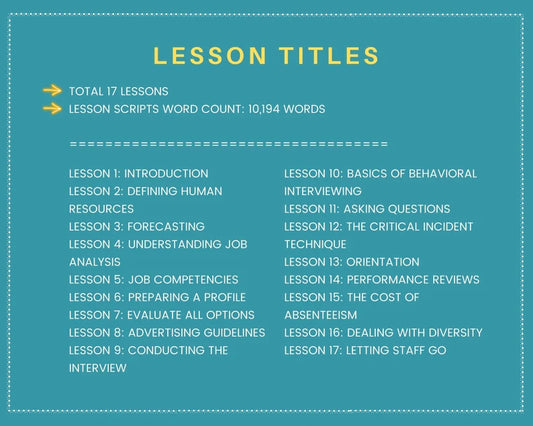 Done for You Online Course | Human Resources for Non HR | HR Course in a Box | 17 Lessons