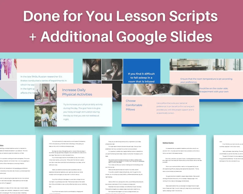 Done for You Online Course | Healthy Sleep Course | Wellness Course in a Box | 13 Lessons
