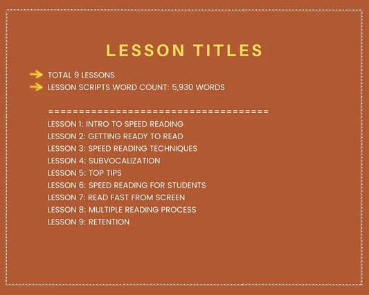 Done for You Online Course | Speed Reading | Professional Course in a Box | 9 Lessons