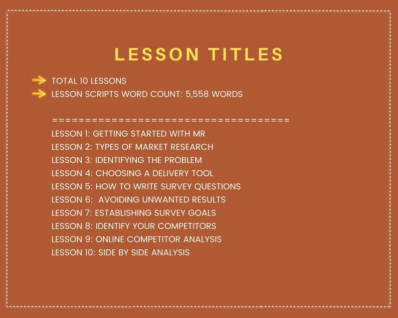 Done for You Online Course | Market Research | Professional Course in a Box | 10 Lessons