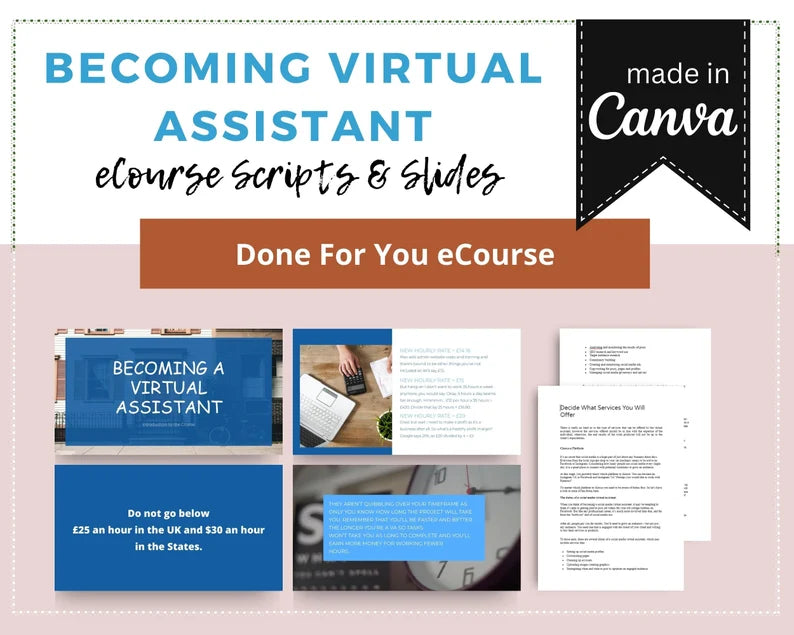 Done for You Online Course | Becoming Virtual Assistant | Professional Course in a Box | 7 Lessons