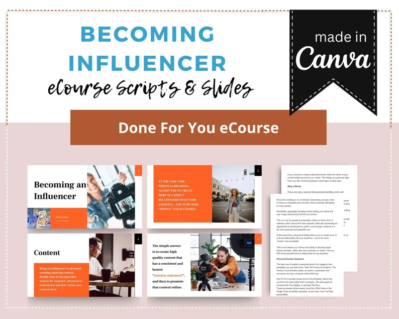 Done for You Online Course | Becoming Influencer | Professional Course in a Box | 8 Lessons