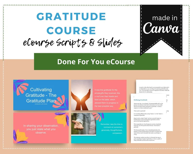 Done for You Online Course | Gratitude | Spirituality Course in a Box | 11 Lessons