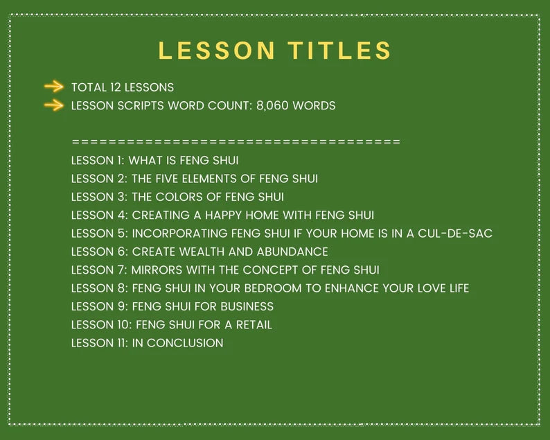 Done for You Online Course | Feng-Shui for Beginners | Spirituality Course in a Box | 12 Lessons