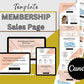 MEMBERSHIP Sales Page Template in Canva, Free Canva Page Hosting