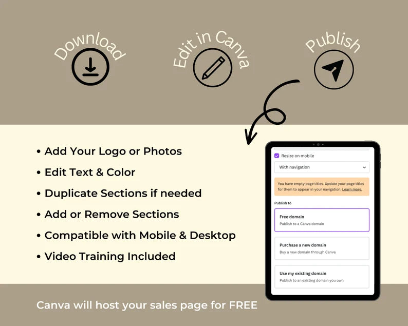 Sales Page in Canva | Landing Page in Canva | Opt in Page Mockup | Sales Page Canva Mockup