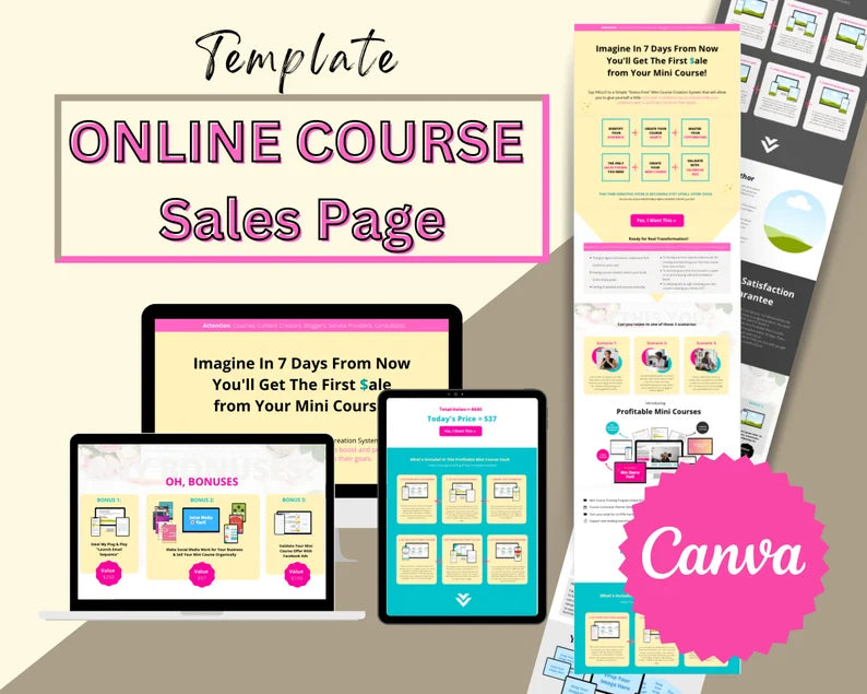 Sales Page in Canva | Landing Page in Canva | Opt in Page Mockup | Sales Page Canva Mockup