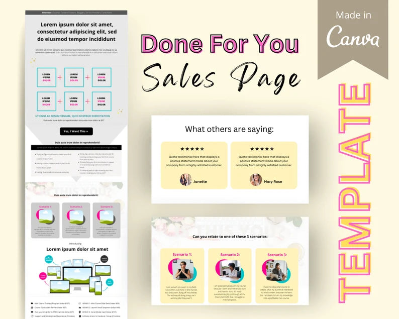 Sales Page in Canva | Landing Page in Canva | Opt in Page Mockup | Sales Page Canva Mockup