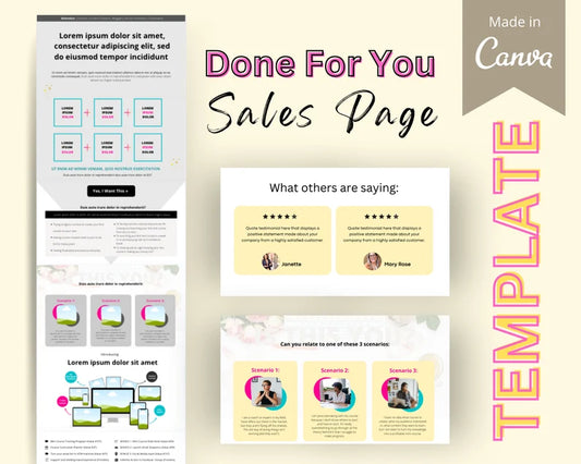 Sales Page in Canva | Landing Page in Canva | Opt in Page Mockup | Sales Page Canva Mockup