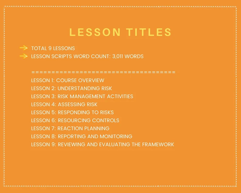 Done for You Online Course | Risk Management | Business Course in a Box | 9 Lessons