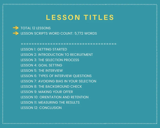 Done for You Online Course | Recruitment | HR Course in a Box | 12 Lessons