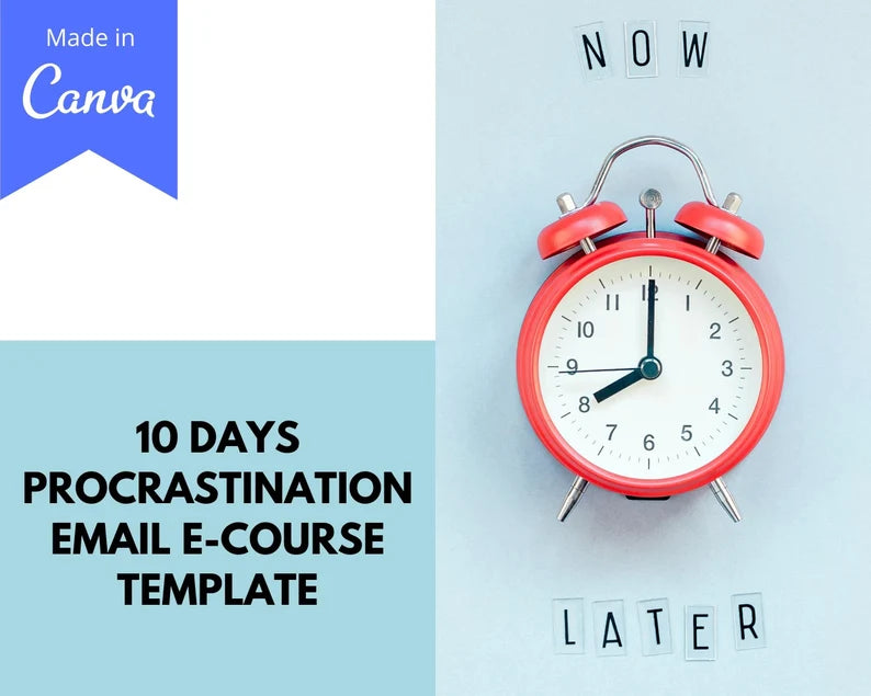 Email e-Course Template | Editable Procrastination | Done-for-You e-Course in Canva