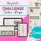 Challenge Sales Page Template in Canva, Free Canva Page Hosting