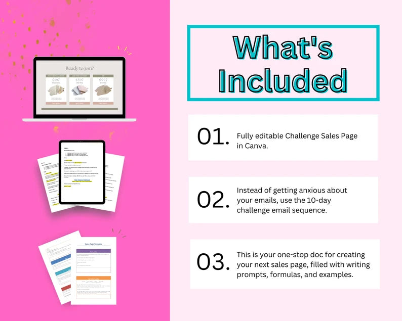 Challenge Sales Page Template in Canva, Free Canva Page Hosting