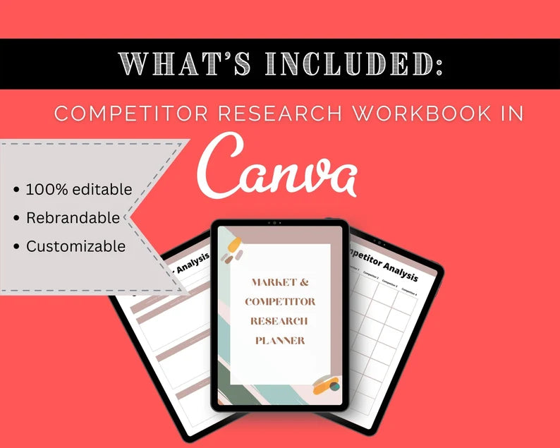 Market Research Toolkit | Find Your Ideal Customer Workbook | Competitor Research Planner