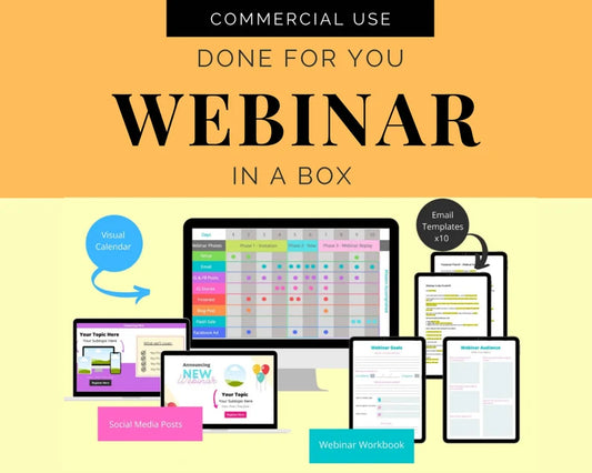 Webinar in a box | Webinar Email Templates | Webinar Social Media Posts | Webinar Script Template
