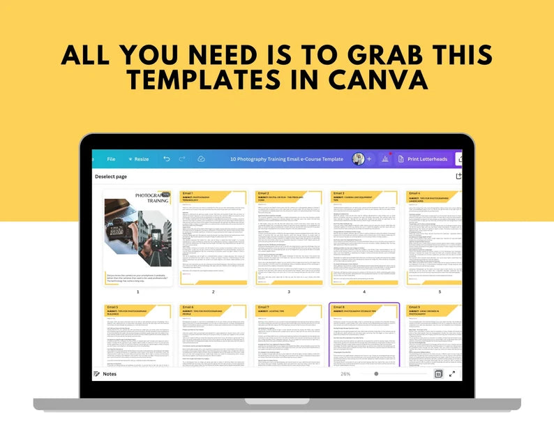 Email eCourse Template | Newsletter Template | Editable Photography Training