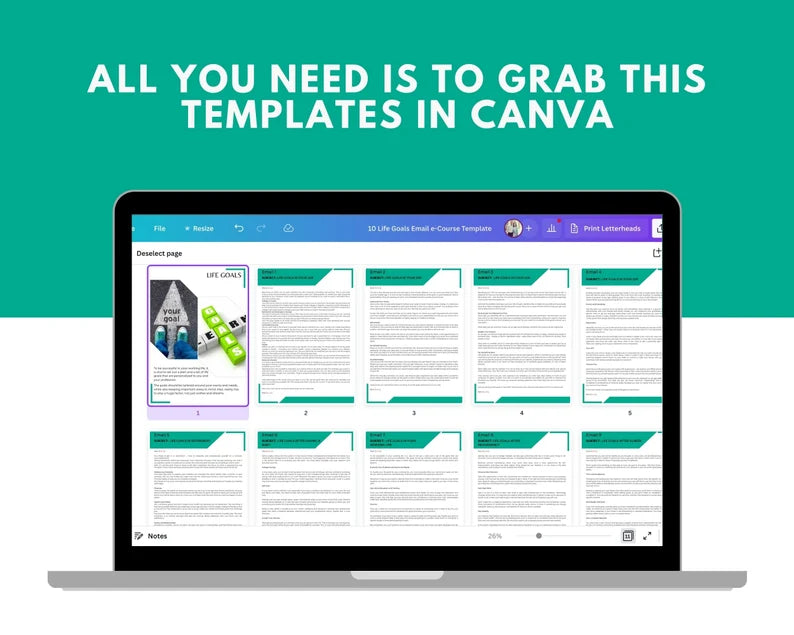 Email eCourse Template | Newsletter Template | Editable Life Goals Emails