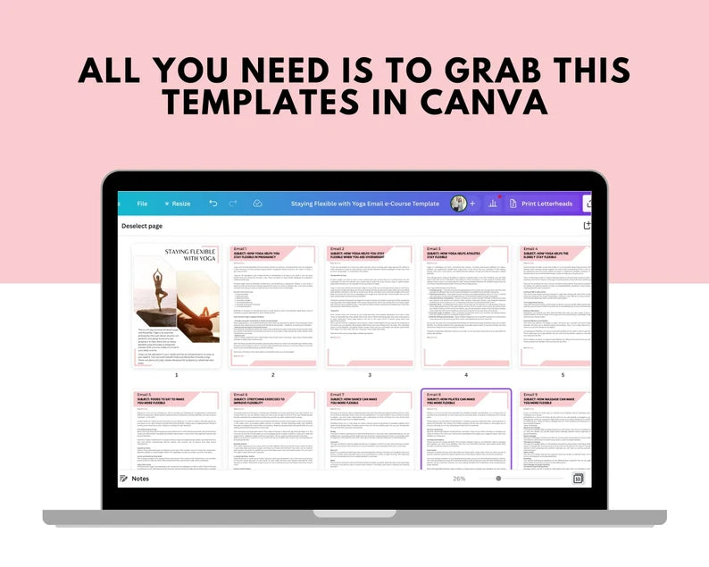 Email eCourse Template | Newsletter Template | Editable Staying Flexible with Yoga