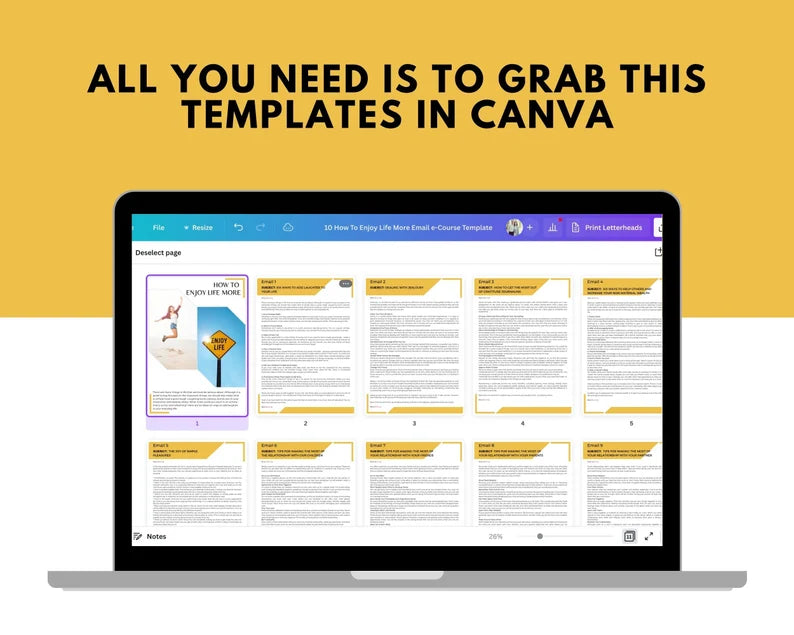 Email eCourse Template | Newsletter Template | Editable How To Enjoy Life More Emails