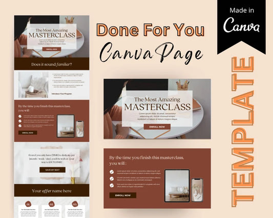 Masterclass Sales Page Template in Canva, Free Canva Page Hosting