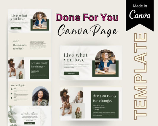 Group Coaching Sales Page Template in Canva, Free Canva Page Hosting